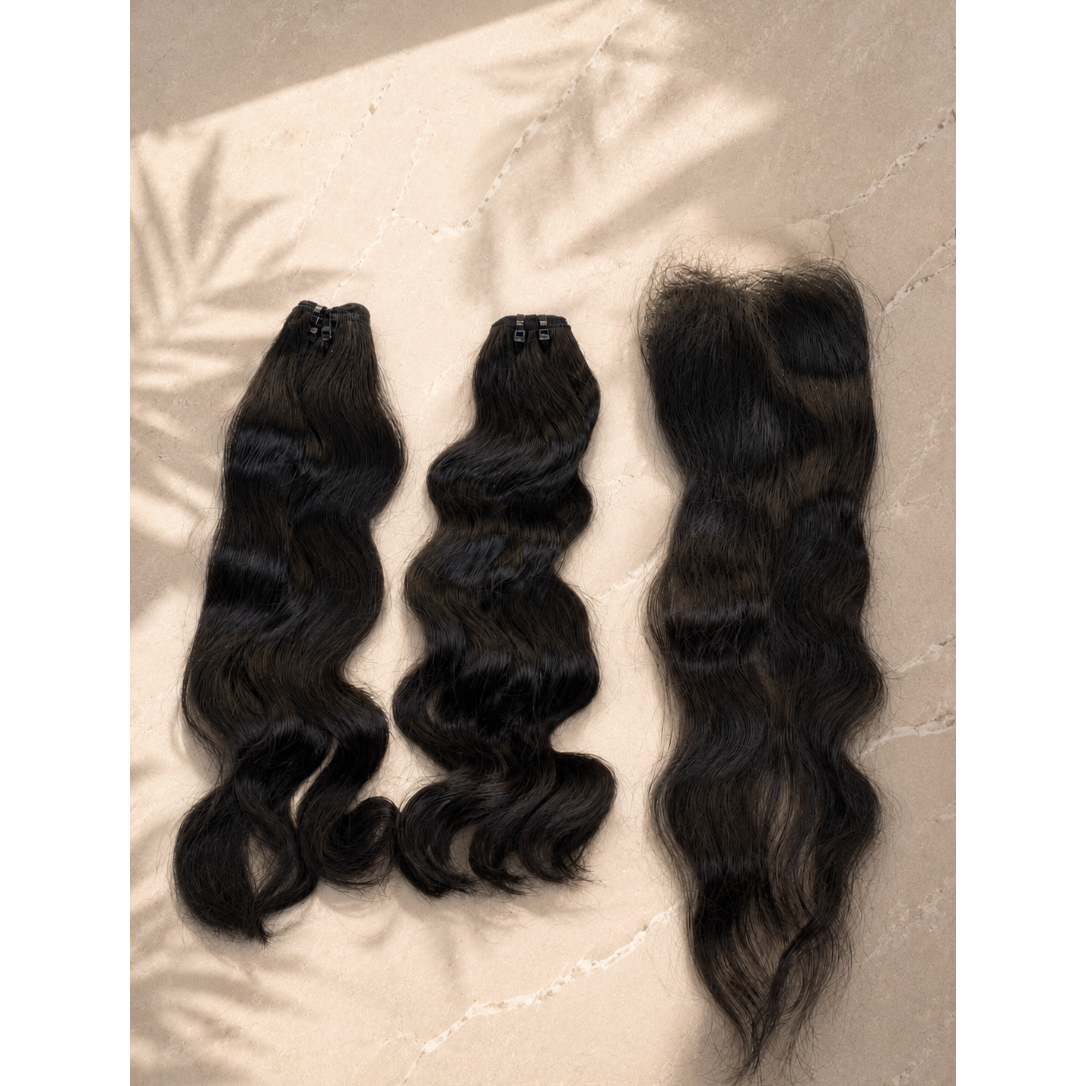 Pack Lua Soft Wave — 2 Bundles + Closure 6x6 | Donneur Unique Vietnamien