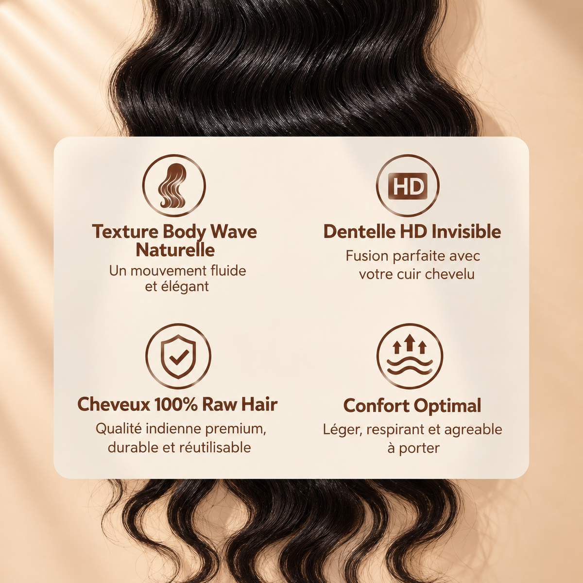 Closure 6x6 Indienne HD Body Wave Raw Hair — Donneur Unique