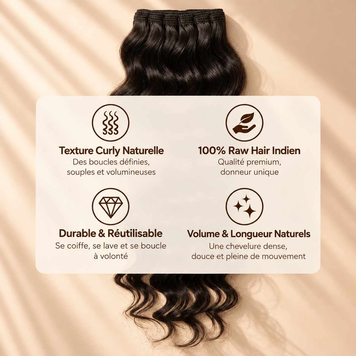 Tissage Indien Curly — Raw Hair Donneur Unique | Collection Sundari