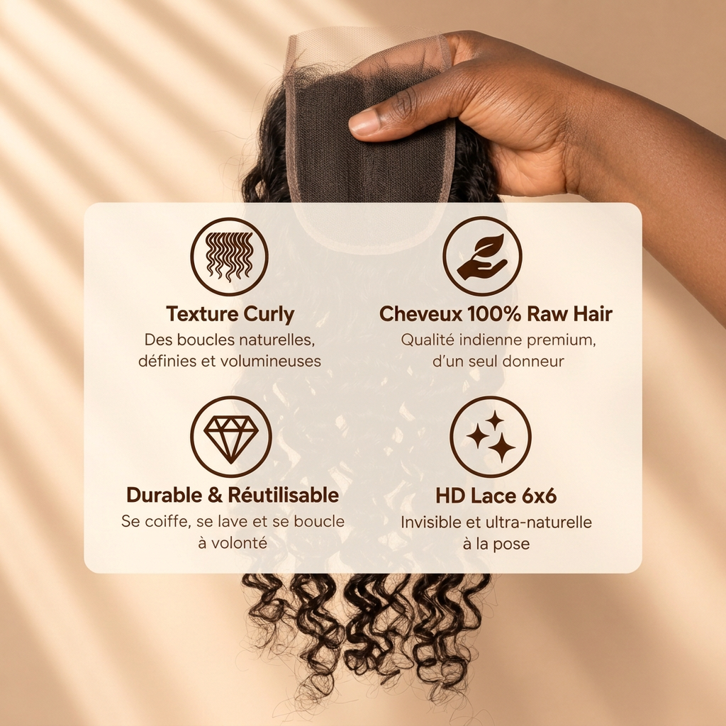 Caractéristiques Closure Curly Indienne
