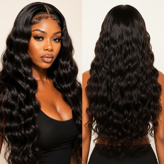Flip Over Wavy Raw Hair - fond ivoire carré