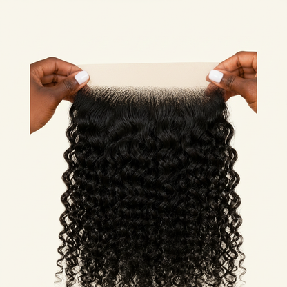 Frontal 13x4 Curly - deux mains fond ivoire