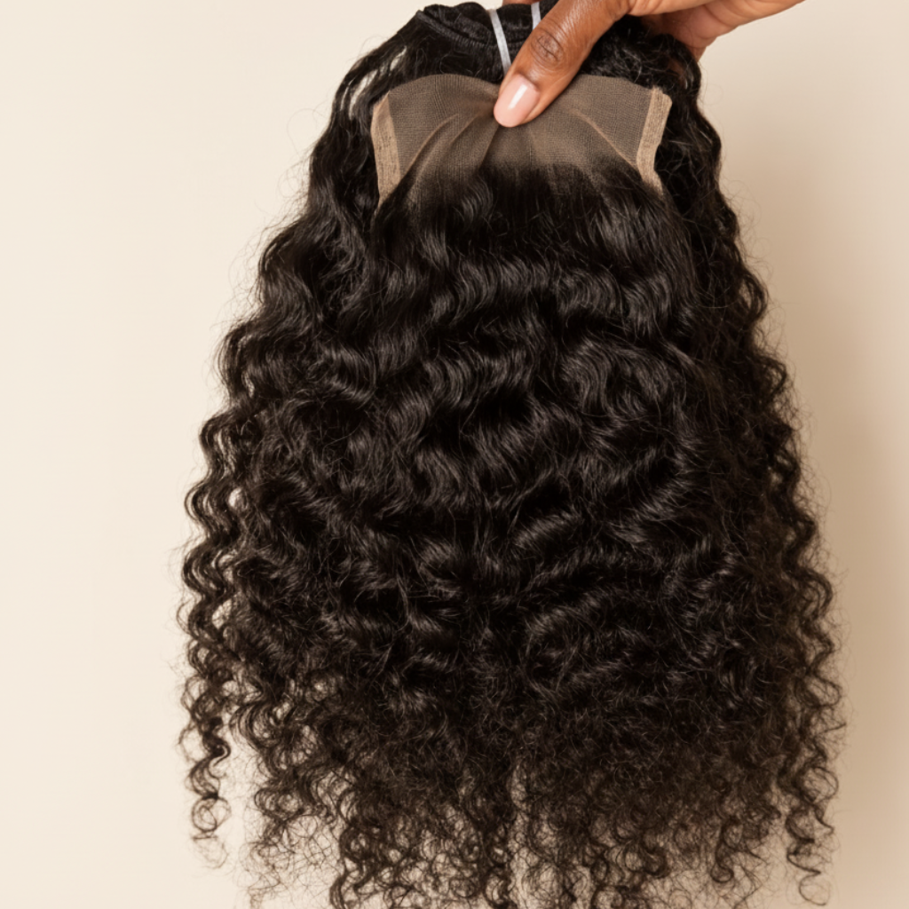 Closure Curly Indienne Raw Hair - fond ivoire Luxéa