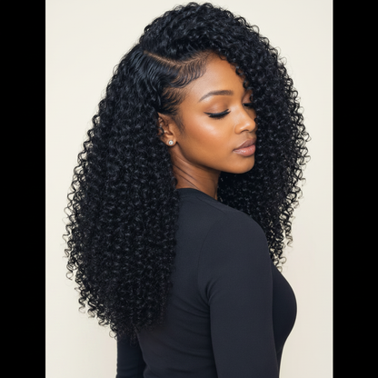 Indian Curly Flip Over - femme profil fond ivoire